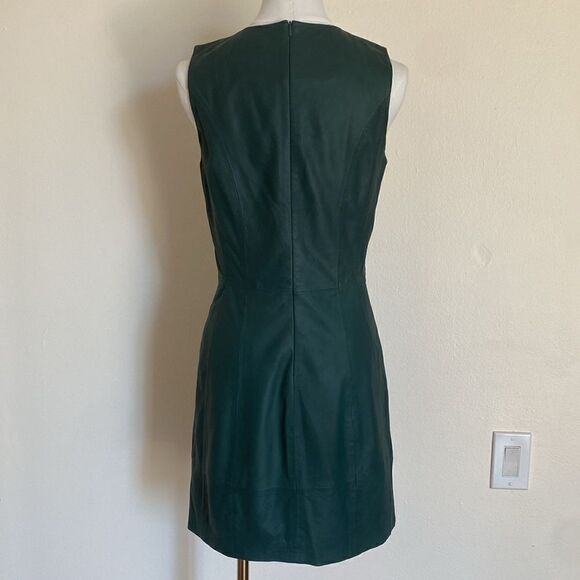 Bod & Christensen Dark Forest Green Leather Anya Mini Dress Size 6 - Picture 5 of 14